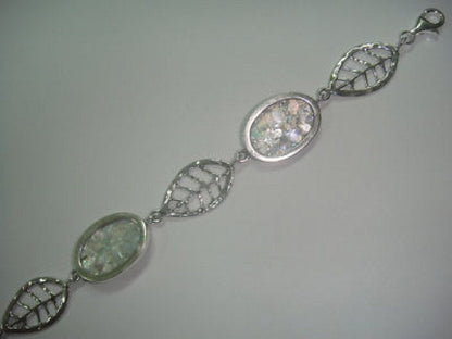 Beautiful 925 Sterling Silver Bracelet, Ancient Roman Glass Bracelet, Unique Jewelry image 0