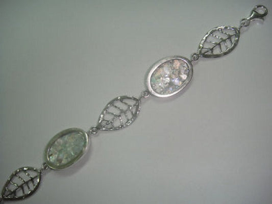Beautiful 925 Sterling Silver Bracelet, Ancient Roman Glass Bracelet, Unique Jewelry image 0