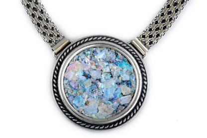 One Of A Kind 925 Sterling Silver Necklace, Ancient Roman Glass Necklace, Roman Glass Pendant, Unique Jewelry image 2