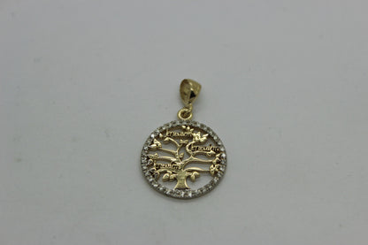14K Gold Jerusalem Tree of Life pendant with diamonds image 1