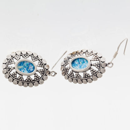 925 Sterling Silver Earrings, Ancient Roman Glass Earrings, Ornament Unique Jewelry image 2