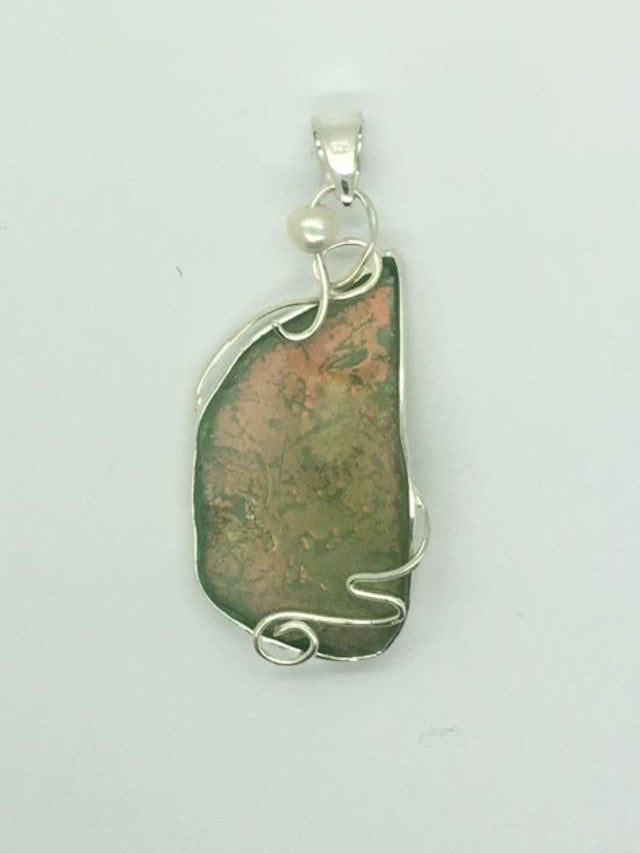 Interesting 925 sterling silver pendant Antique Roman Glass pendant One of A kind Unique jewelry image 0