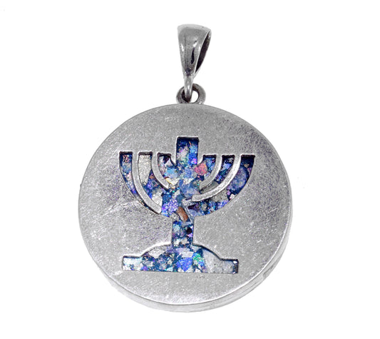 Great 925 Sterling Silver Ancient Roman Glass Pendant menora-Unique Jewelry image 0
