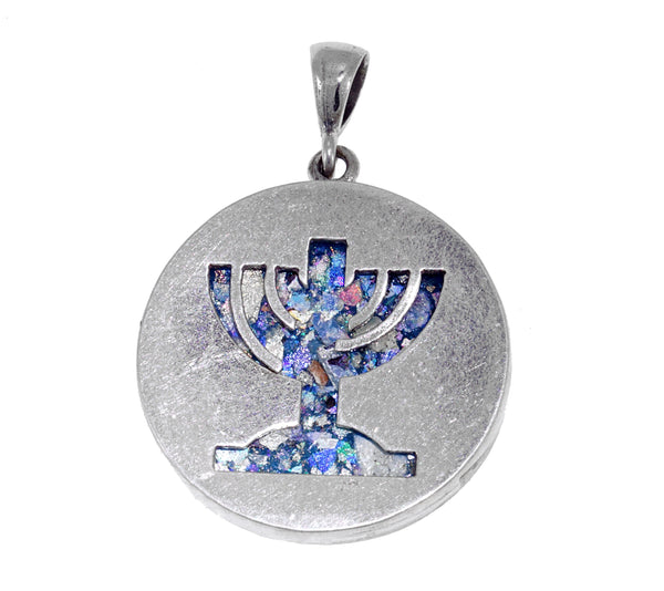 Great 925 Sterling Silver Ancient Roman Glass Pendant menora-Unique Jewelry image 0