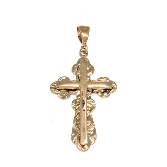 14K Yellow Gold Cross, Filigree Gold Pendant image 0