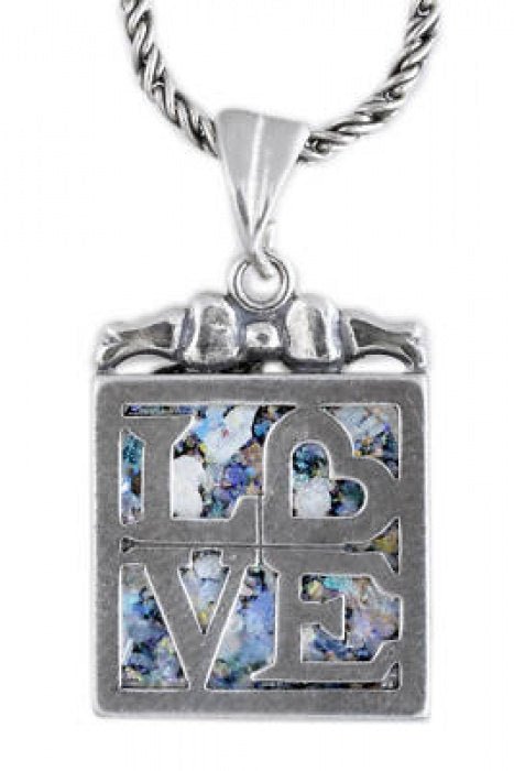 One Of A Kind Pendant, 925 Sterling Silver Pendant, Ancient Roman Glass Pendant LOVE jewelry, Unique Jewelry image 0