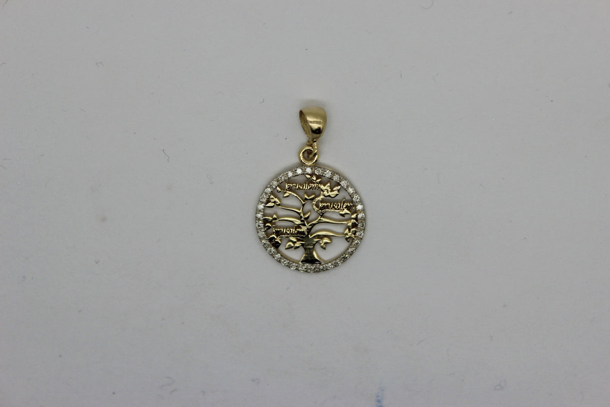 14K Gold Jerusalem Tree of Life pendant with diamonds image 2