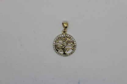 14K Gold Jerusalem Tree of Life pendant with diamonds image 2