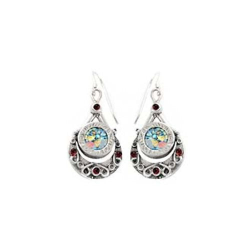Dangle Earrings, 925 Sterling Silver Earrings, Ancient Roman Glass Earrings, Garnet Earrings, Unique Jewelry image 1