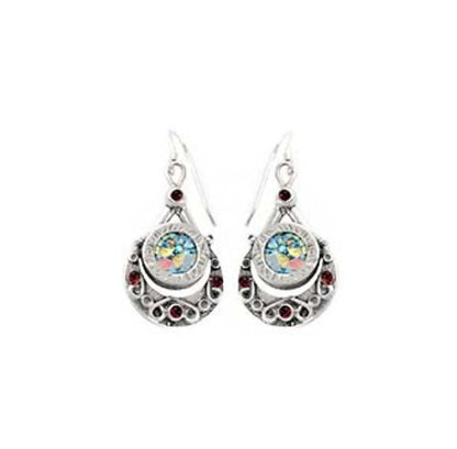 Dangle Earrings, 925 Sterling Silver Earrings, Ancient Roman Glass Earrings, Garnet Earrings, Unique Jewelry image 1