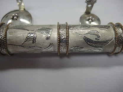 One Of A Kind Beautiful 925 Sterling Silver Mezuzah, Antique Roman Glass Mezuzah, Judaica image 4