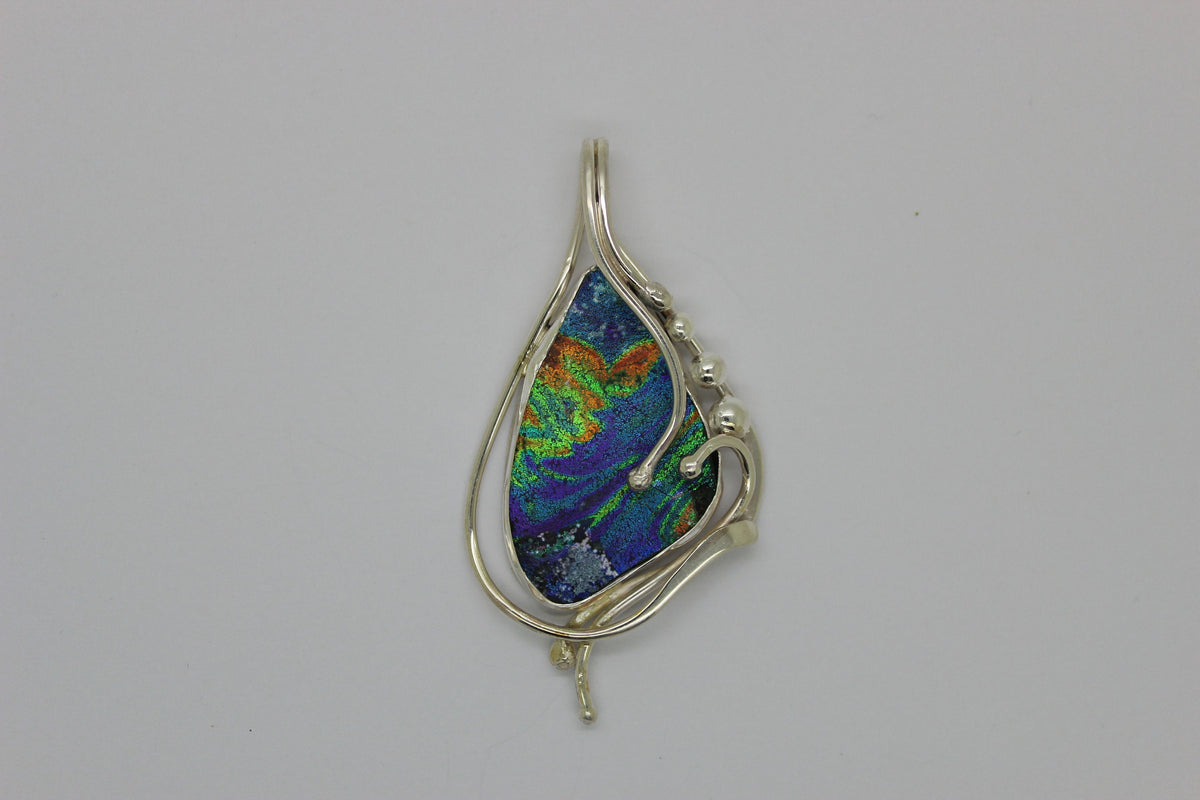Interesting 925 sterling silver pendant Antique Roman Glass pendant One of A kind Unique jewelry Special and rare glass colors image 0