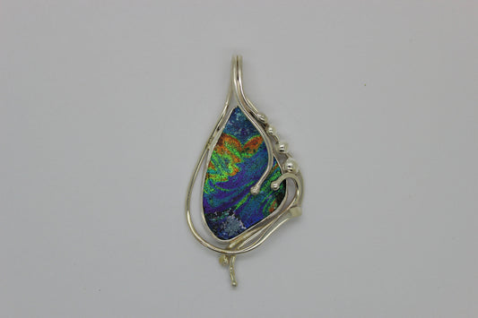 Interesting 925 sterling silver pendant Antique Roman Glass pendant One of A kind Unique jewelry Special and rare glass colors image 0