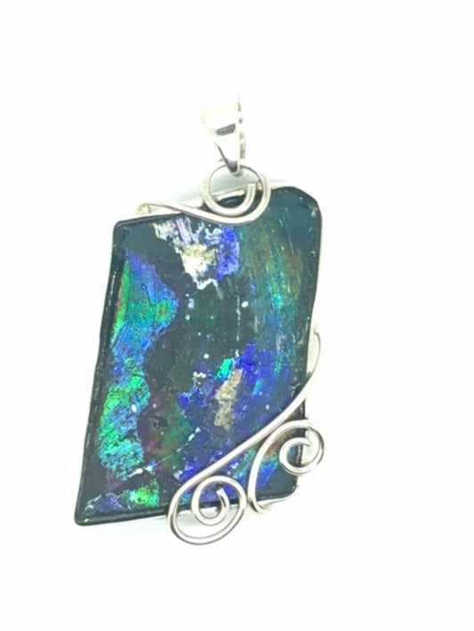 Interesting 925 sterling silver pendant Antique Roman Glass pendant One of A kind Unique jewelry image 0