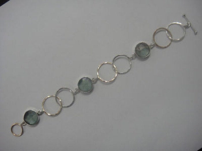 Nice 925 Sterling Silver Bracelet, Filled Gold Bracelet, Ancient Roman Glass Bracelet, Roman Glass Jewelry image 0