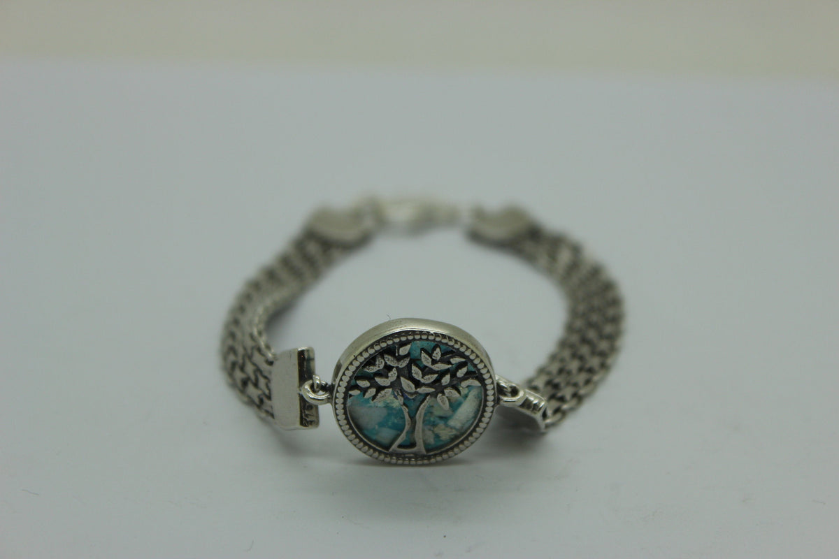 Beautiful 925 Sterling Silver Bracelet, Ancient Roman Glass Bracelet, Unique Jewelry image 1