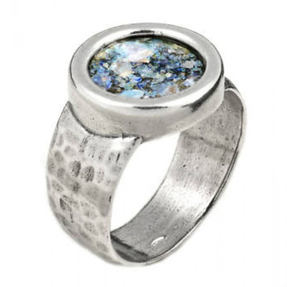 Stylish 925 Sterling Silver Ring, Ancient Roman Glass Ring, Roman Glass Jewelry, OOAK image 0