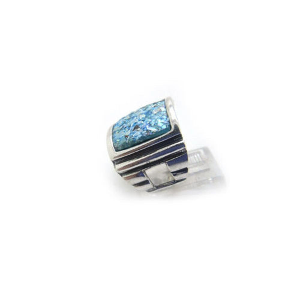 Special 925 Sterling Silver Ring, Authentic Roman Glass Ring, Man Jewelry, Signet Ring image 0