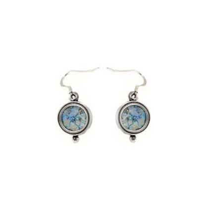 Round Ladies Earrings, 925 Sterling Silver Earrings, Ancient Roman Glass Earrings, Dangle Earrings, Unique Jewelry image 1