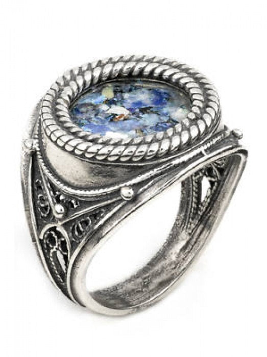 One Of A Kind 925 Sterling Silver Ring, Ancient Roman Glass Ring, Custom image 1