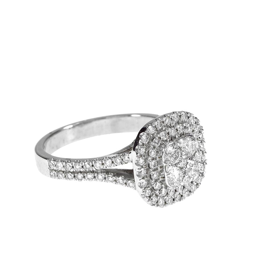 14K Solid White Gold Engagement Ring Natural Diamond 0.90 Carat image 1