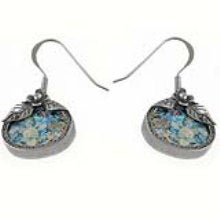 Ancient Roman Glass-925 Sterling Silver Dangle Earrings Unique Design, Classic image 1