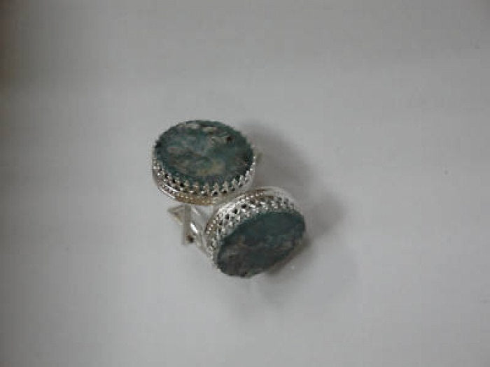 Beautiful Round Cufflinks, 925 Sterling Silver Cufflinks, Ancient Roman Glass Cufflinks, OOAK image 0