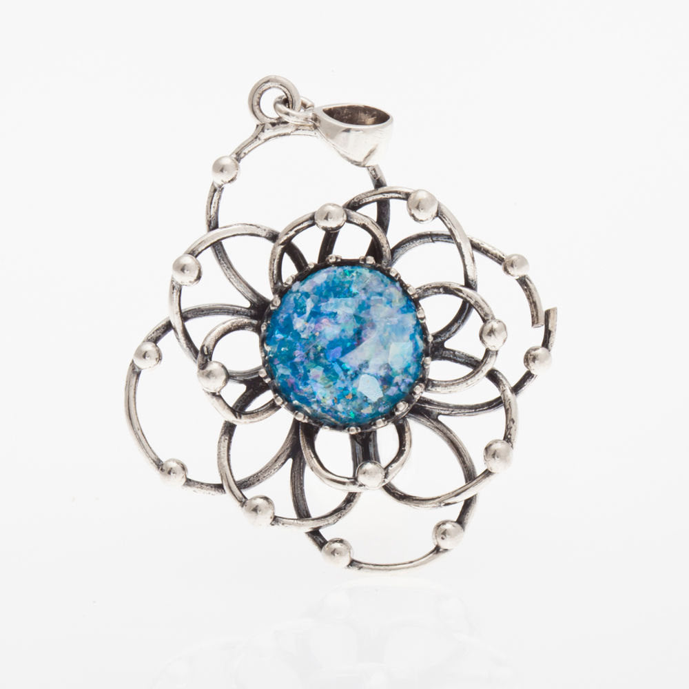 Great 925 Sterling Silver Ancient Roman Glass Garnet Pendant-Unique Jewelry image 0