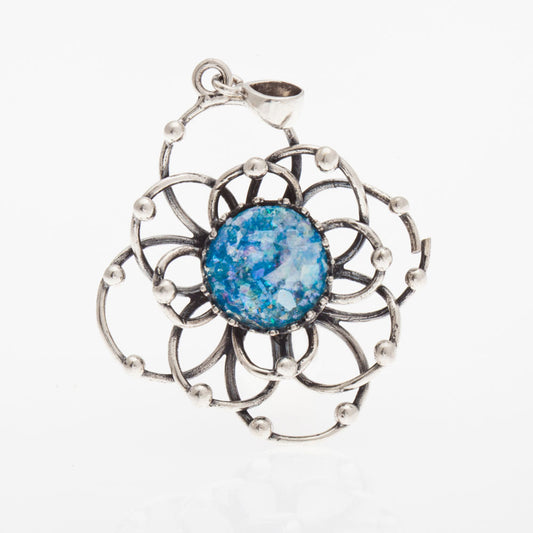 Great 925 Sterling Silver Ancient Roman Glass Garnet Pendant-Unique Jewelry image 0