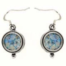 Round Ladies Earrings, 925 Sterling Silver Earrings, Ancient Roman Glass Earrings, Dangle Earrings, Unique Jewelry image 0