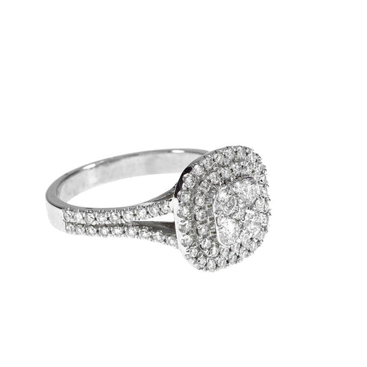 14K Solid White Gold Engagement Ring Natural Diamond 0.90 Carat image 0