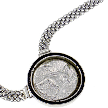 Neckless Sterling Silver Set With Coin Authentic Ancient Alexander the Great Rare Drachma