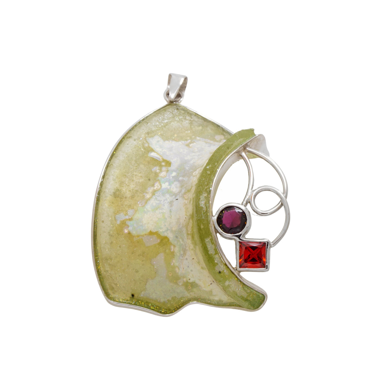 Interesting 925 sterling silver pendant Antique Roman Glass pendant One of A kind Unique jewelry