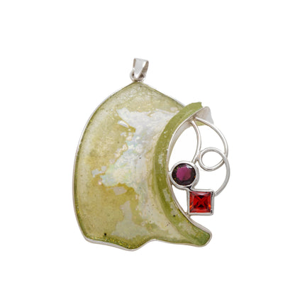 Interesting 925 sterling silver pendant Antique Roman Glass pendant One of A kind Unique jewelry