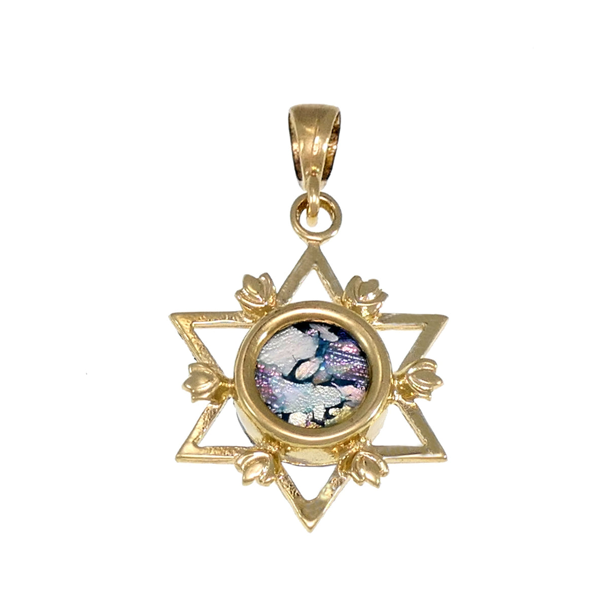 Exclusive 14k Gold Pendant, Ancient Roman Glass Pendant, Star Of David, Judaica, Unique Jewelry