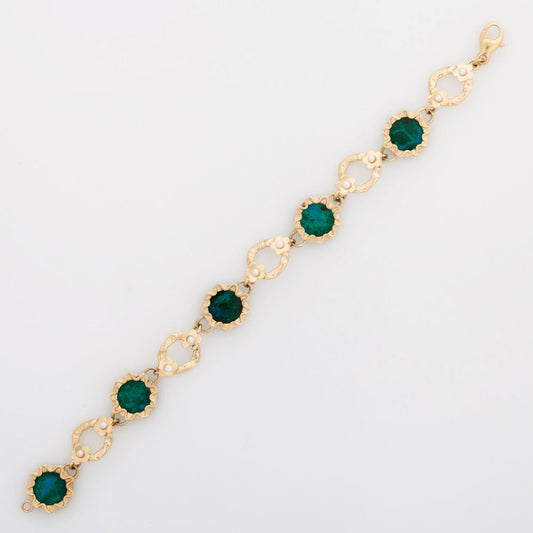 Eilat Stone Bracelet, 14K Yellow Gold Bracelet, Filigree Unique Jewelry image 0