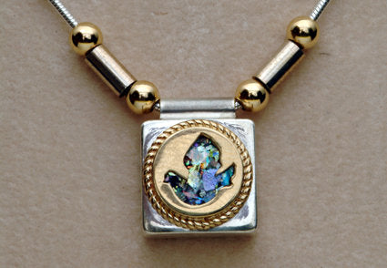 Great 925 Sterling Silver &amp; 14k gold Ancient Roman Glass necklaces-Unique Jewelry image 0