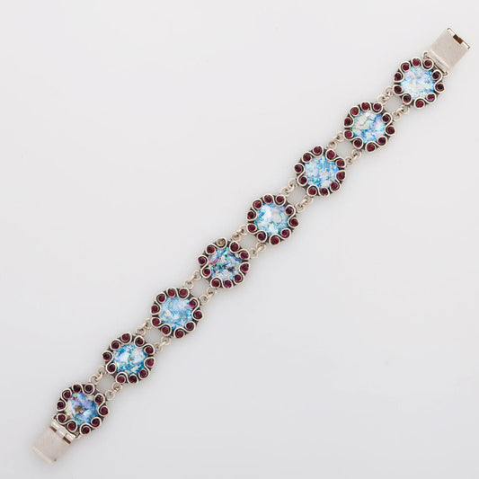 Filigree 925 Sterling Silver-Bracelet Ancient Roman Glass Unique Jewelry image 0