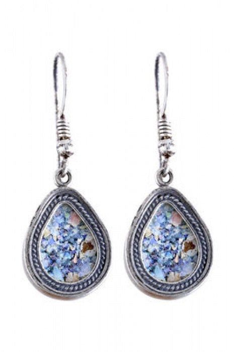 Delicate Dangle Earrings, 925 Sterling Silver Earrings, Ancient Roman Glass Earrings, OOAK, Unique Jewelry image 0