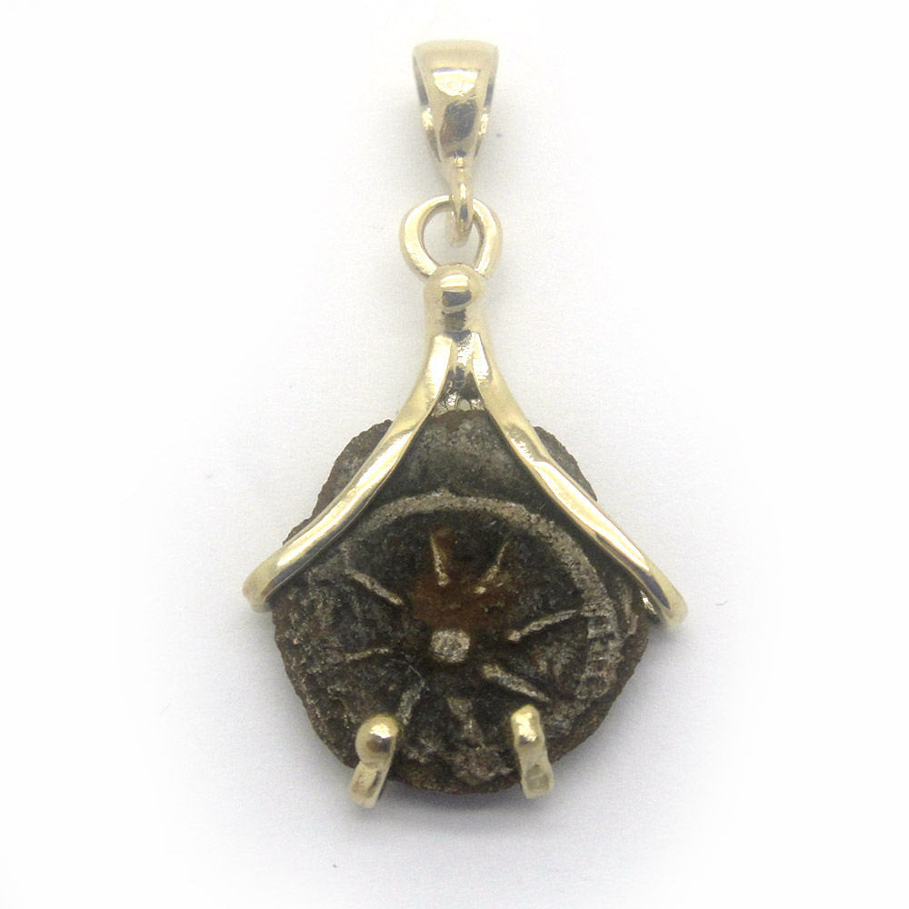 Widow's Mite Coin Pendant, 14K Yellow Gold Pendant, Unique Jewelry, Original Design, Anciet Coin Jewelry image 0