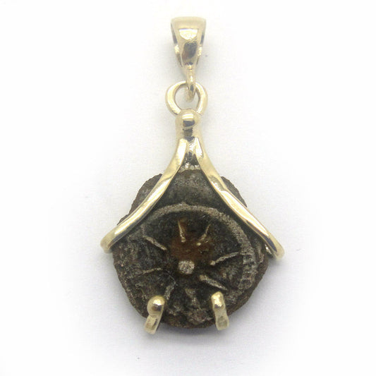 Widow's Mite Coin Pendant, 14K Yellow Gold Pendant, Unique Jewelry, Original Design, Anciet Coin Jewelry image 0