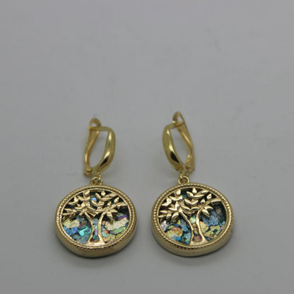 Great 14k gold Ancient Roman Glass Tree Of Lifee-Unique ering Jewelry image 0