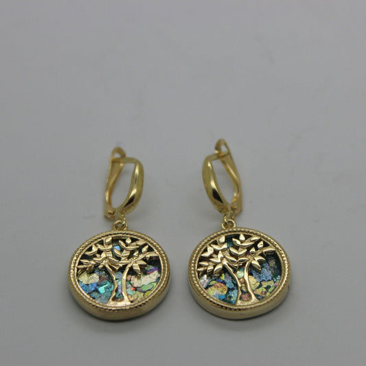 Great 14k gold Ancient Roman Glass Tree Of Lifee-Unique ering Jewelry image 0