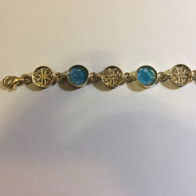 beautiful unique jewelry 14k gold Ancient bracelet Roman Glass Filigree Openwork Jewelry image 2