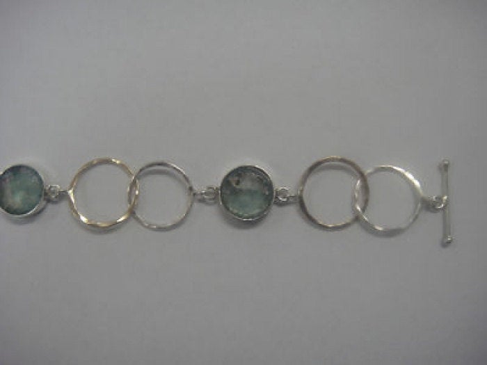 Nice 925 Sterling Silver Bracelet, Filled Gold Bracelet, Ancient Roman Glass Bracelet, Roman Glass Jewelry image 1