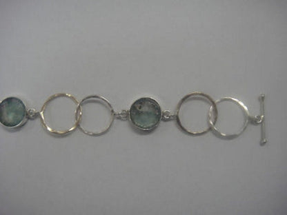 Nice 925 Sterling Silver Bracelet, Filled Gold Bracelet, Ancient Roman Glass Bracelet, Roman Glass Jewelry image 1