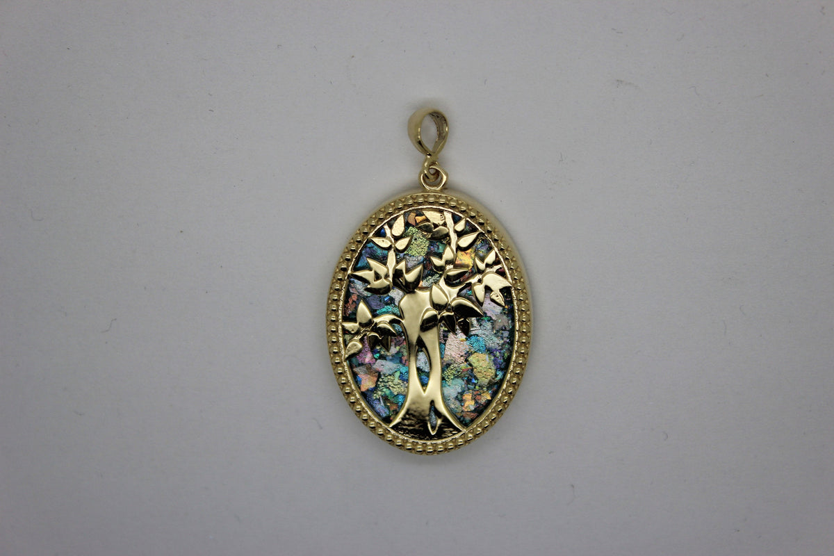 Great 14k gold Ancient Roman Glass Tree Of Life Pendant-Unique Jewelry image 0