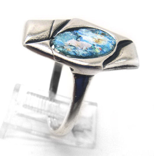 925 Sterling Silver Ring, Authentic Roman Glass Ring, Unique Jewelry, OOAK image 0