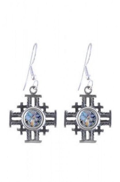 Special Dangle Earrings, 925 Sterling Silver Earrings, Ancient Roman Glass Earrings, Roman Glass Jewelry, OOAK image 0