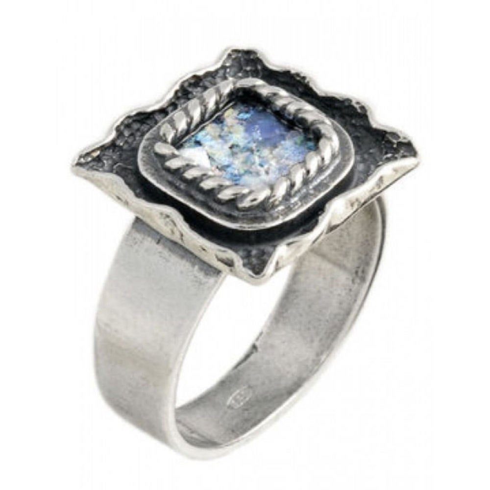 Beautiful OOAK 925 Sterling Silver Ancient Roman Glass Ring image 0